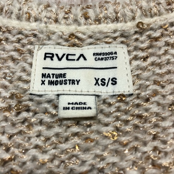 RVCA sequin gold knit fringe jacket cardigan S - Picture 6 of 8